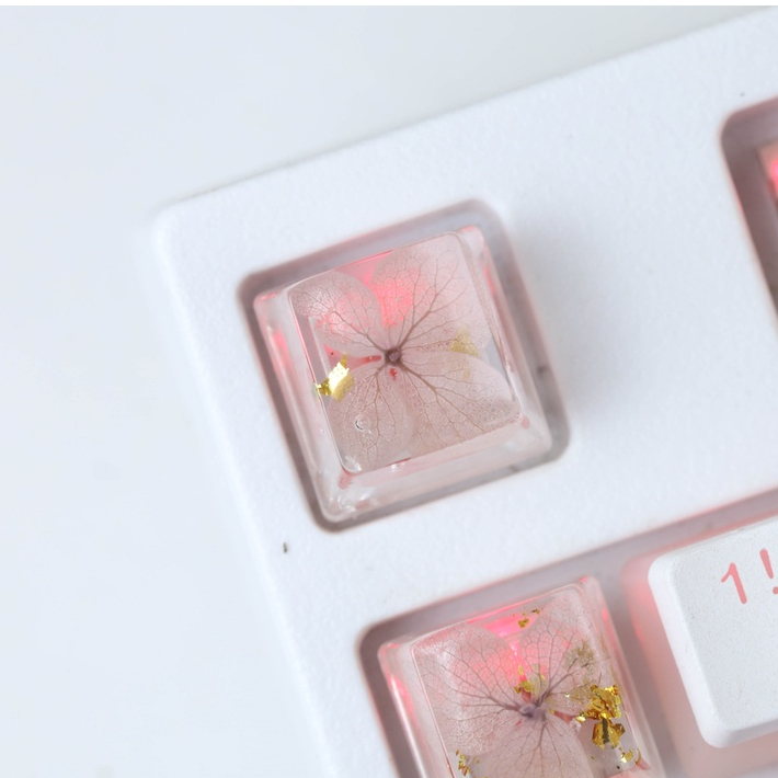 Keycap Lá khô xuyên led siêu đẹp, nút bàn phím độc đáo dành cho bàn phím cơ