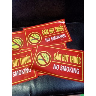 Bảng cấm hút thuốc in decal dán kích thước 25x10cm