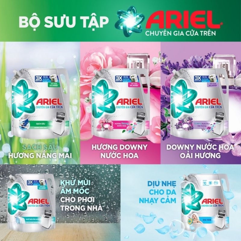 Nước Giặt Ariel Matic Cửa Trên/Cửa Trước Túi 3.05kg/3.2kg/3.5kg