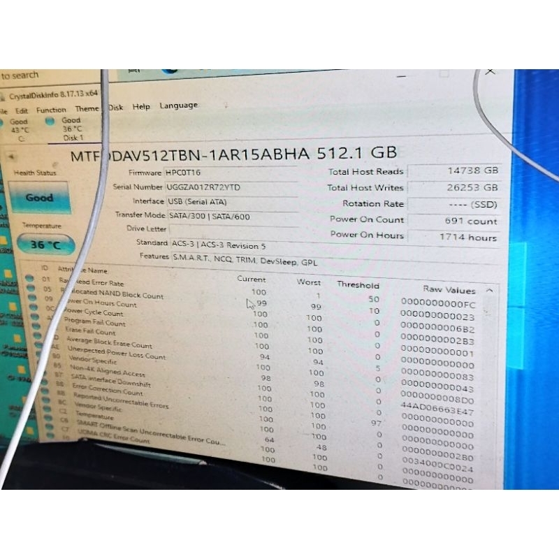 Ssd m2 sata micron 512gb, 256gb..