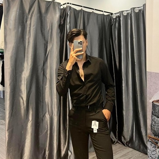 Áo Sơ Mi MANGO giấu cúc công sở cotton mịn chống nhăn dày dặn thoàng mát