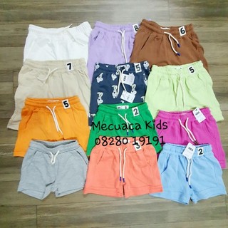 Quần sooc đùi cotton da cá mềm nhiều màu trơn unisex cho bé trai bé gái xuất dư xịn