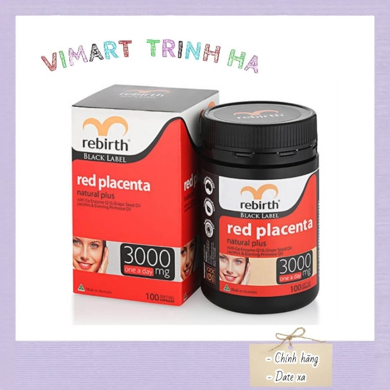 Viên Uống Nhau Thai Cừu Đỏ Rebirth Red Placenta 3000mg 100 viên