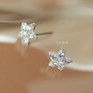 Khuyên hoa 5 đá BẠC S925 LANN E019