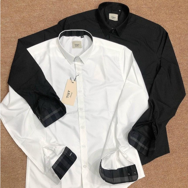 Sơ Mi Nam Phối Tay Cổ Bbr Trơn Mịn Không Nhăn Không Pai Không Xù