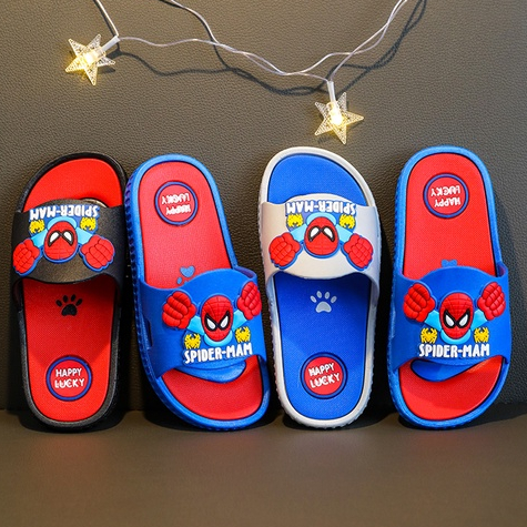 Dép Lê Cho Bé, Dép Bánh Mì Hình Người Nhện, Dép Siêu Nhân Chống Trơn Trượt, Dép Đẹp Màu Đen Cho Bé Trai Từ 3-11 Tuổi