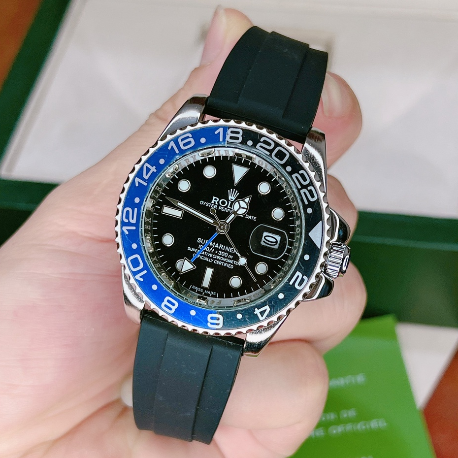 Đồng Hồ Nam ROLEX - Size 40mm, Dây Cao Silicone, Kim Trôi, May Pin, Chống Nước, Bảo Hành Máy 12 Tháng