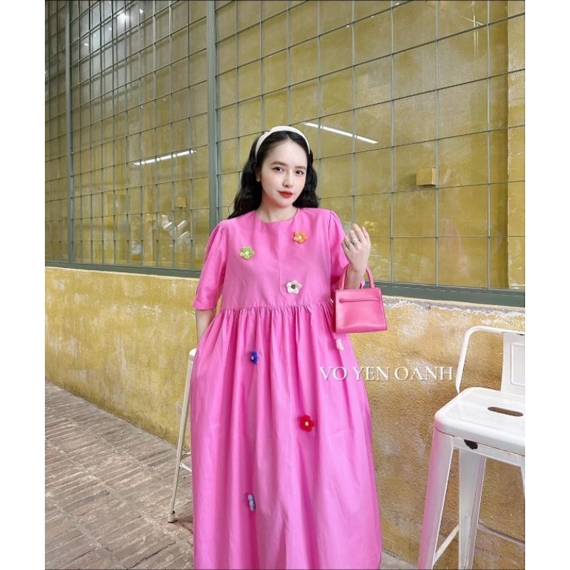 VÁY BẦU ĐÍNH HOA LEN NỔI HOT HIT,  TRẺ TRUNG, XINH XẮN