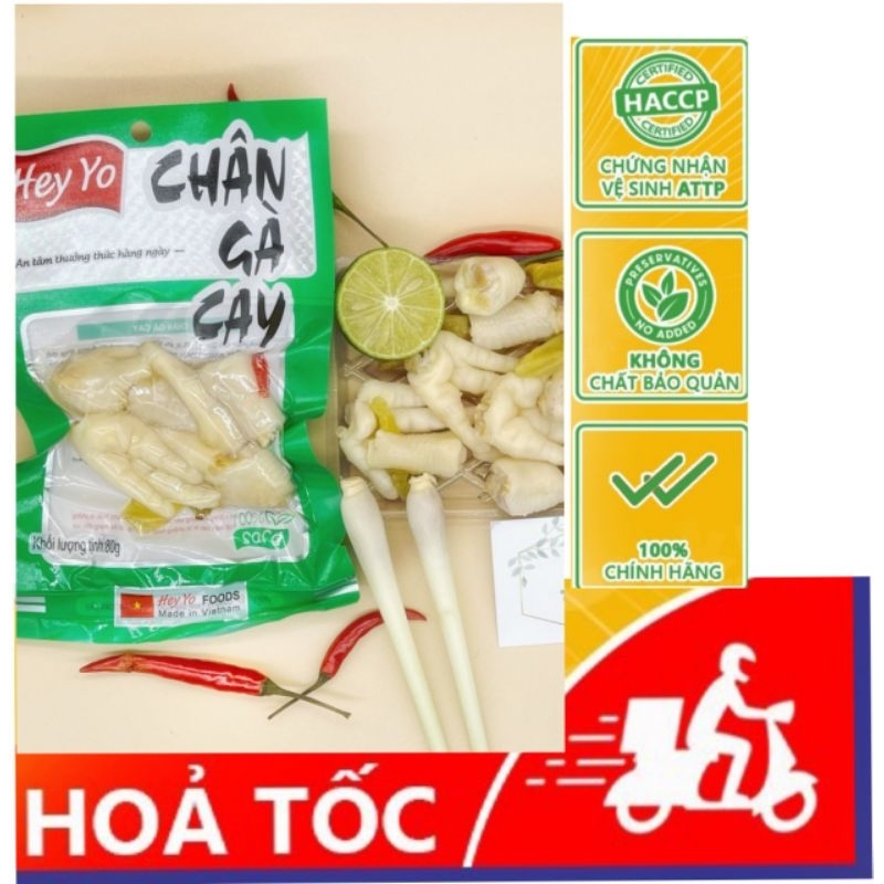 Gói lớn 80g Chân gà cay ớt xanh Hey Yo_hàng chạy cho siêu thị