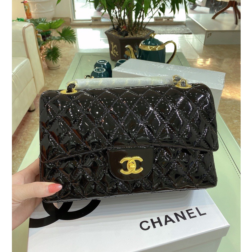 Túi C Classic Chần Trám Da Bóng Size 25cm