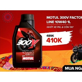Nhớt Motul 300V 300V2 10W40 và 10W50 Pháp 1L chính hãng (tem 1 lớp, một, Ester core tổng hợp toàn phần 100%, estercore