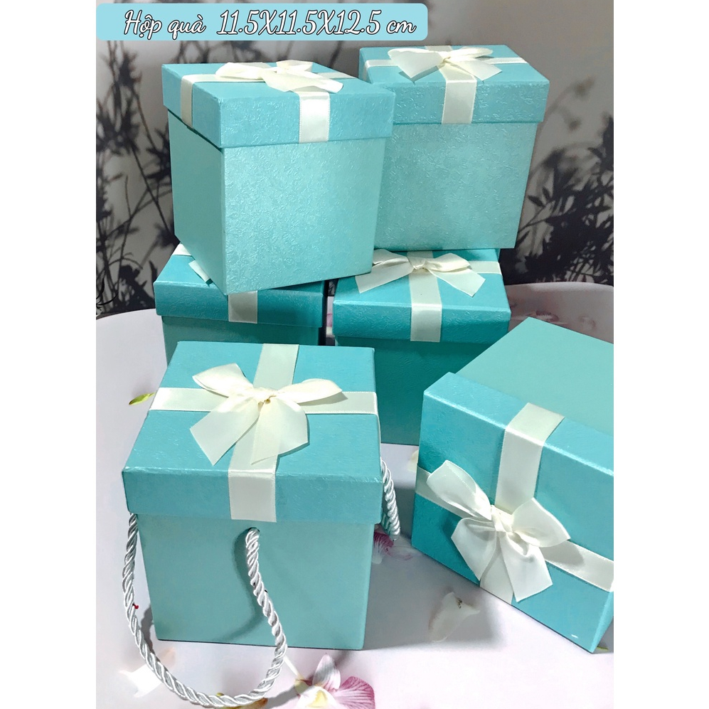 Hộp đóng gói quà tặng hình vuông màu xanh /sinh nhật /tặng quà tình yêu & gia đình