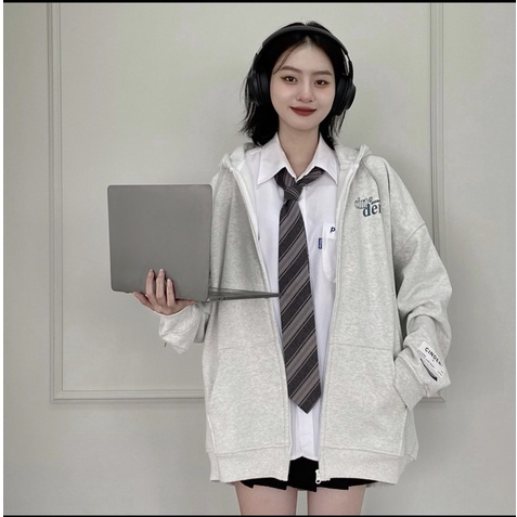 Áo Khoác, Áo Hoodie Zip Nỉ Bông Có Mũ Cinder Dáng Rộng Cho Nam Nữ