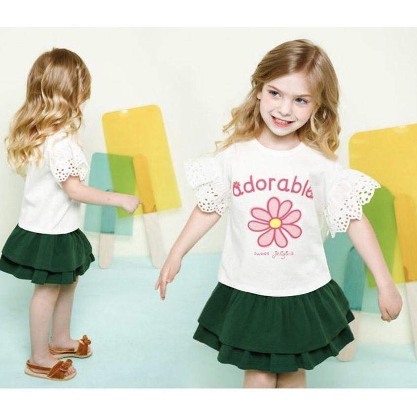 Set áo váy Bigaby xuất hàn jelispoon chất thun mềm mát cho bé 11-35kg