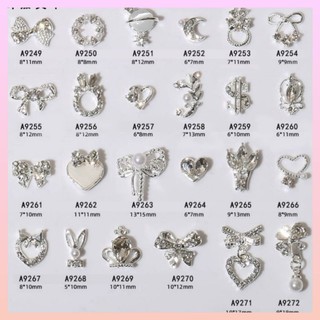 Charm nơ bạc,tim bạc bươm bạc,vàng trang trí móng tay
