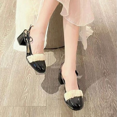 Giày búp bê nữ Mũi Vuông Thiết Kế Mới Thanh Lịch Thời Trang Dành Cho Nữ 6CM giày jane mary cao gót