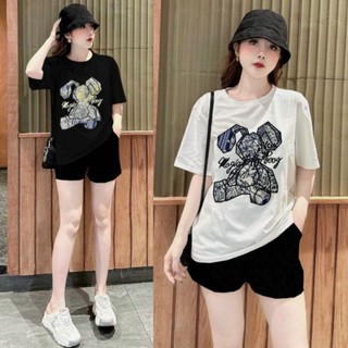 Set bộ đồ đùi thun cotton logo thỏ thêu đắp sịn sò