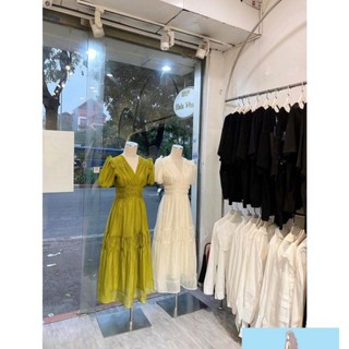 Đầm tơ dáng dài nhẹ nhàng thanh lịch