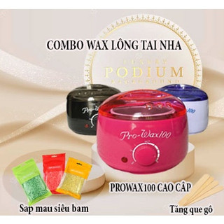 (V) Combo nồi nấu sáp wax lông tại nhà Pro wax 100 kèm 100g sáp vỏ vàng,que