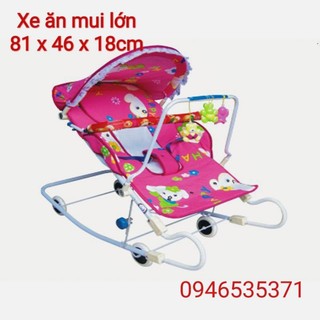 (Có mui, mùng và đồ chơi) Xe nằm nhún ăn bột Hoàng Thành size lớn