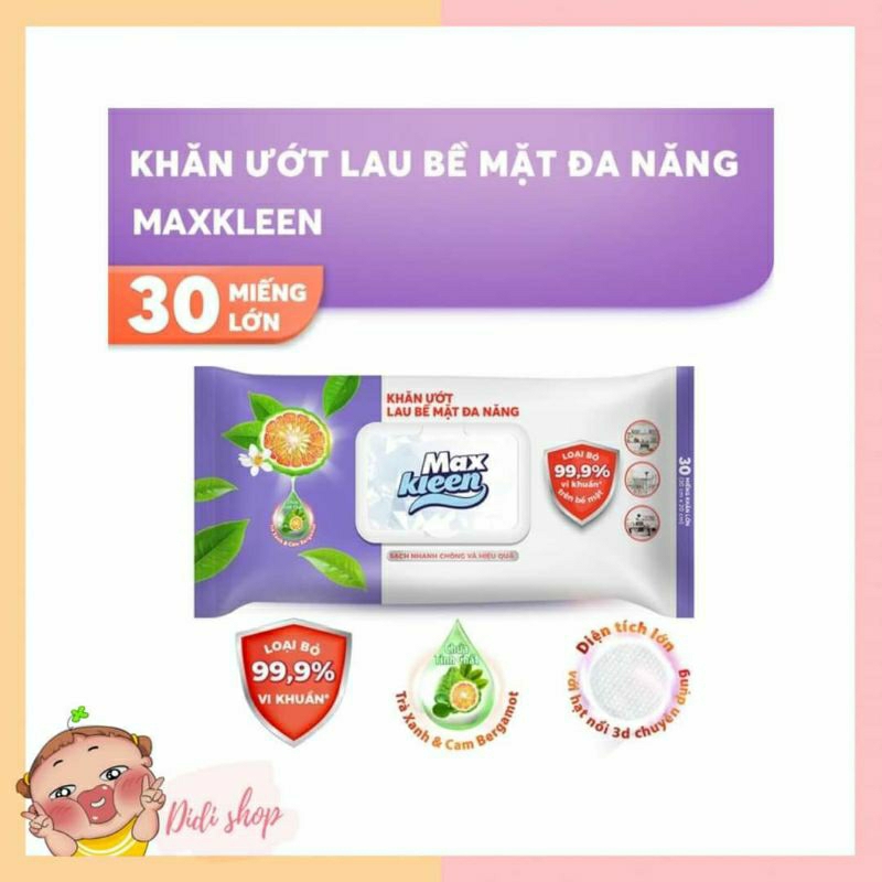 Khăn Ướt Lau Bề Mặt Đa Năng MaxKleen