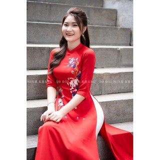 ÁO DÀI THÊU HOA TÂY THI