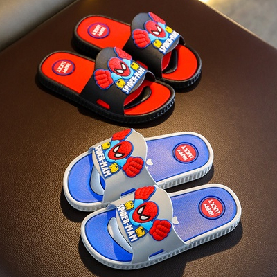 Dép Lê Cho Bé, Dép Bánh Mì Hình Người Nhện, Dép Siêu Nhân Chống Trơn Trượt, Dép Đẹp Màu Đen Cho Bé Trai Từ 3-11 Tuổi