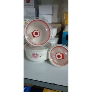 Bộ 3 thố gốm tráng men.