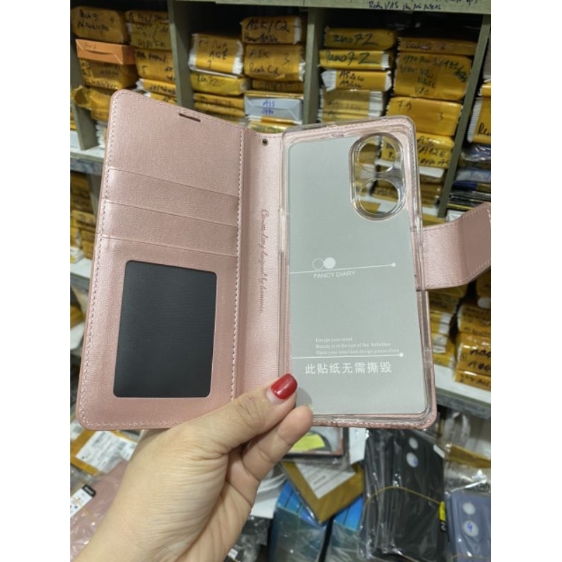 Bao da Oppo Reno 8T 5G dẻo da hai mặt có thất rài có ngăn nhét thẻ car