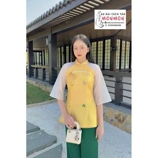 Bộ đồ Lam đi lễ chùa, set lam, bộ bà ba cách tân, áo dài cách tân cao cấp