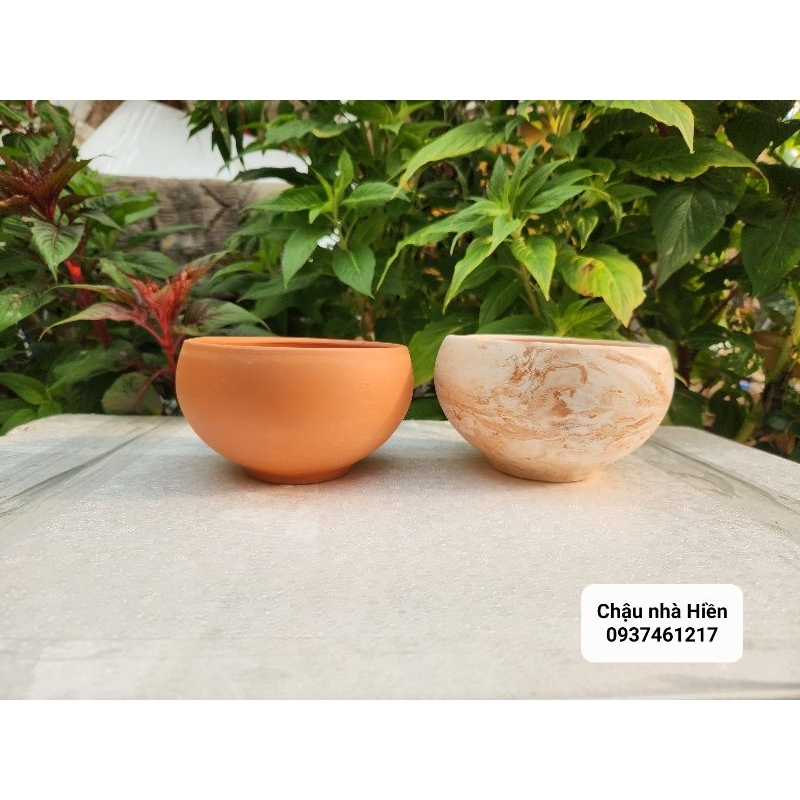 Chậu đất nung - chậu tô tròn trung miệng 13, cao 8