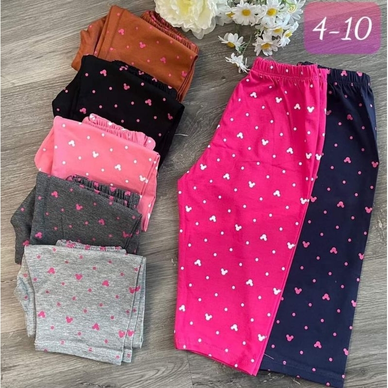 Quần ngố legging bé gái cotton co dãn mỏng mát size nhí 10-20kg
