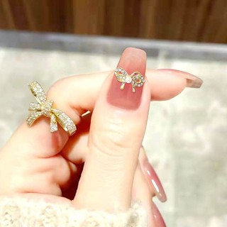 Charm nơ bạc đính đá trắng gắn trang trí móng tay chọn lẻ cái