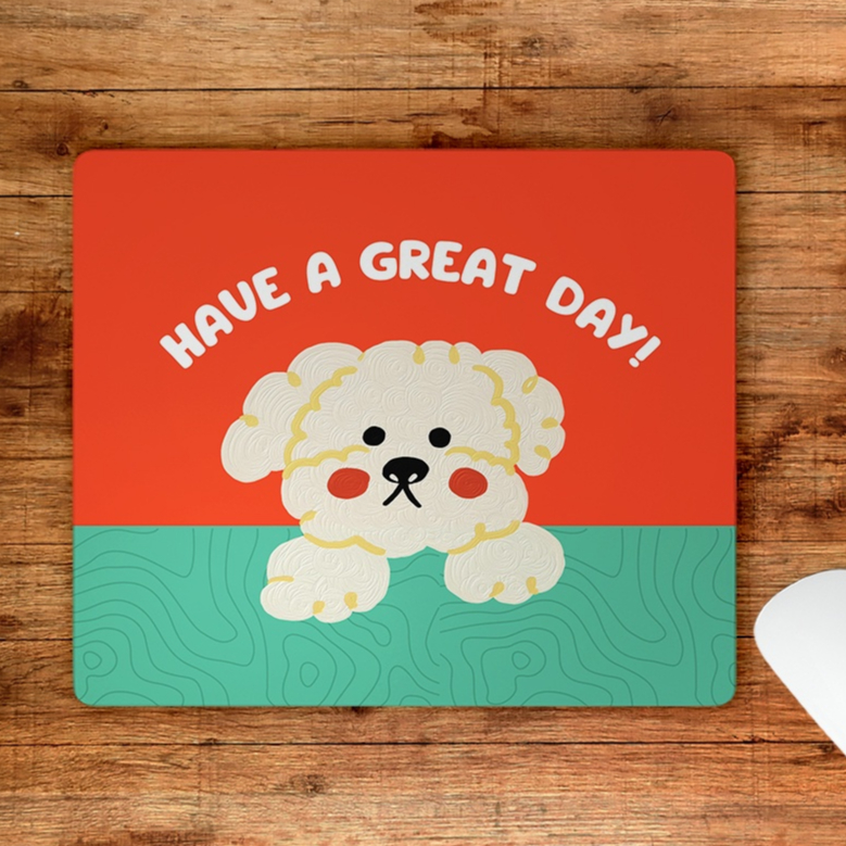 Lót chuột - Bàn di chuột 21x26cm, In hình chú chó cute, chất liệu cao su tự nhiên