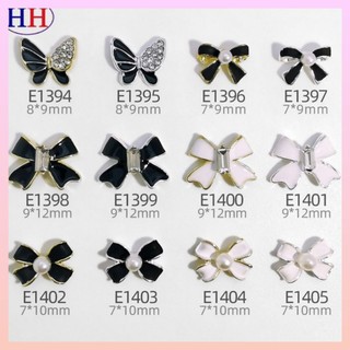 Charm bươm đá,charm nơ trắng đen trabg trí móng tay