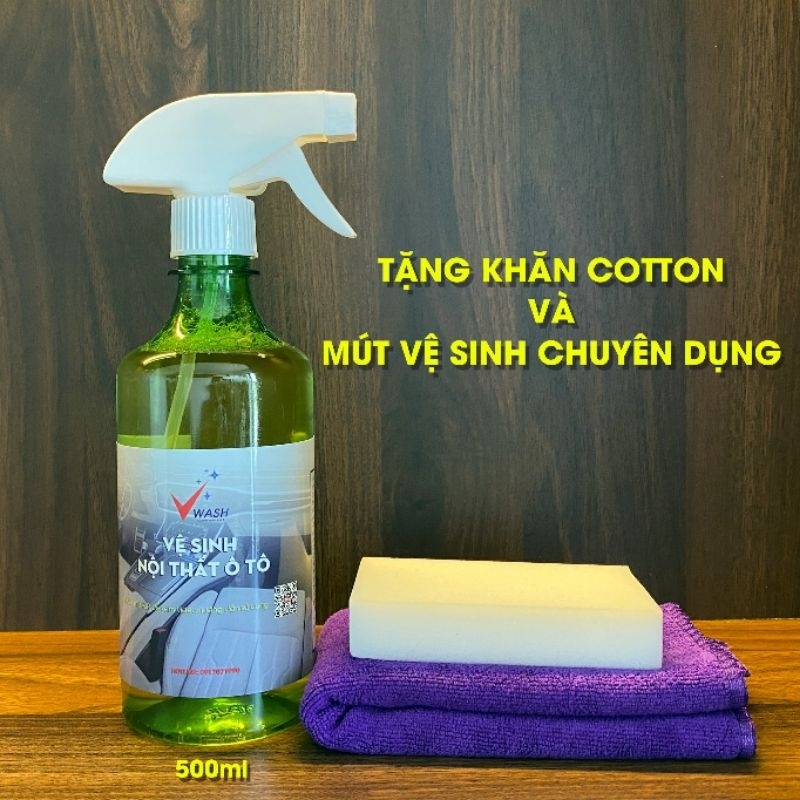 Chai xịt vệ sinh nội thất ô tô, ghế sofa Vwash 500ml, hàng Việt Nam