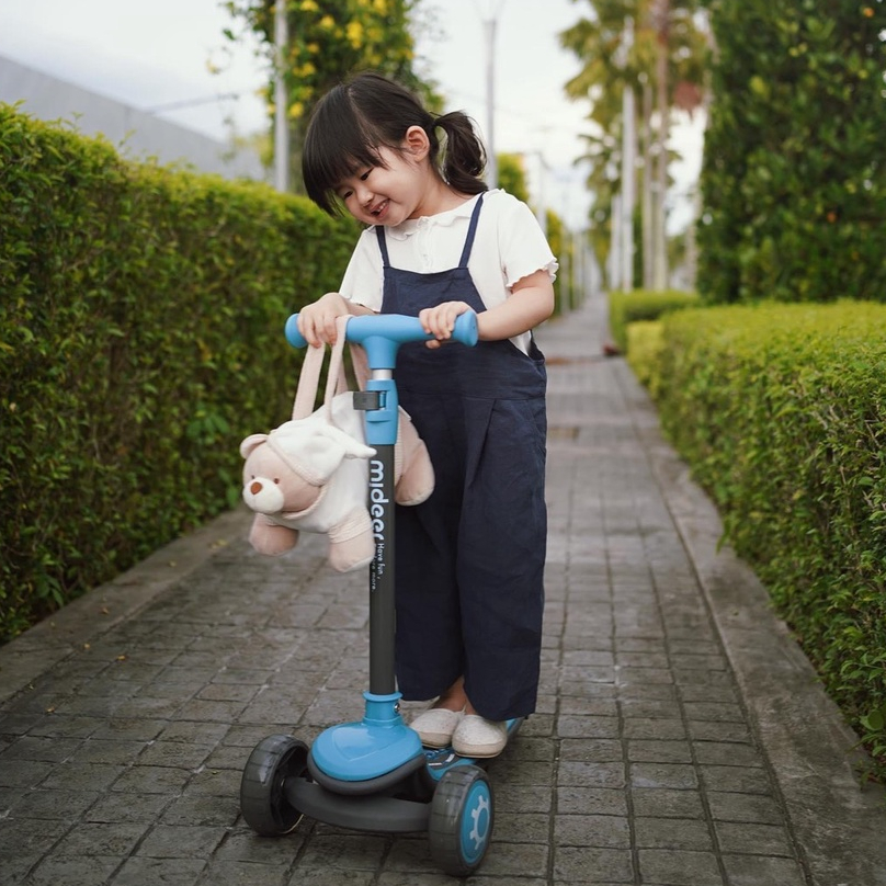 Xe Scooter cho bé Mideer , Xe trượt scooter 3 bánh phát sáng, cao cấp, gấp gọn có ghế ngồi cho bé trai, gái 1 2 3 4 5 6