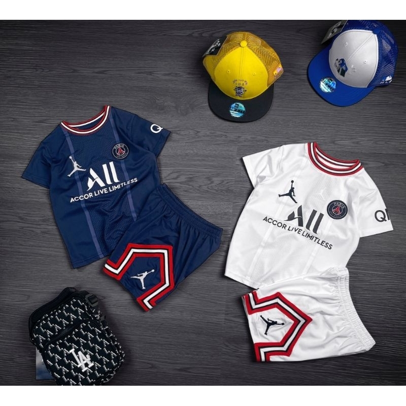 Bộ jordan kid PSG bôh thể thao hè cho bé trai bé gái hàng cotton cao cấp