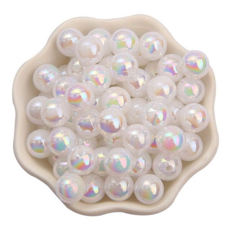 10 hạt nhựa tròn ánh màu hologram 6mm, 8mm, 10mm/ hạt nhựa acrylic màu lấp lánh xỏ lỗ hai đầu