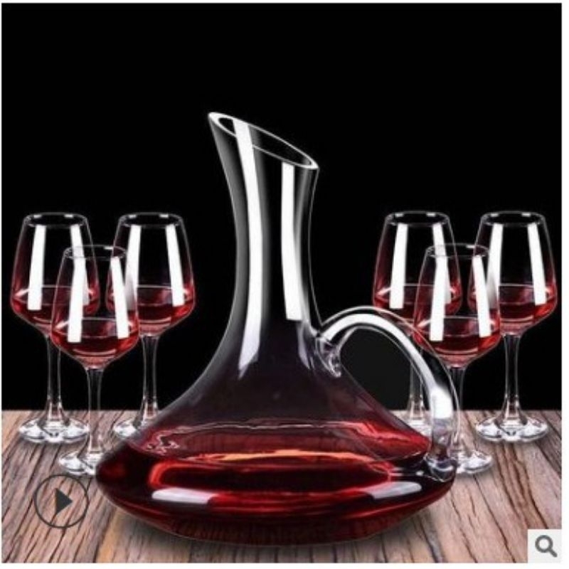 Decanter, bình thở vang, bình rót vang có quai xách phong cách hiện đại