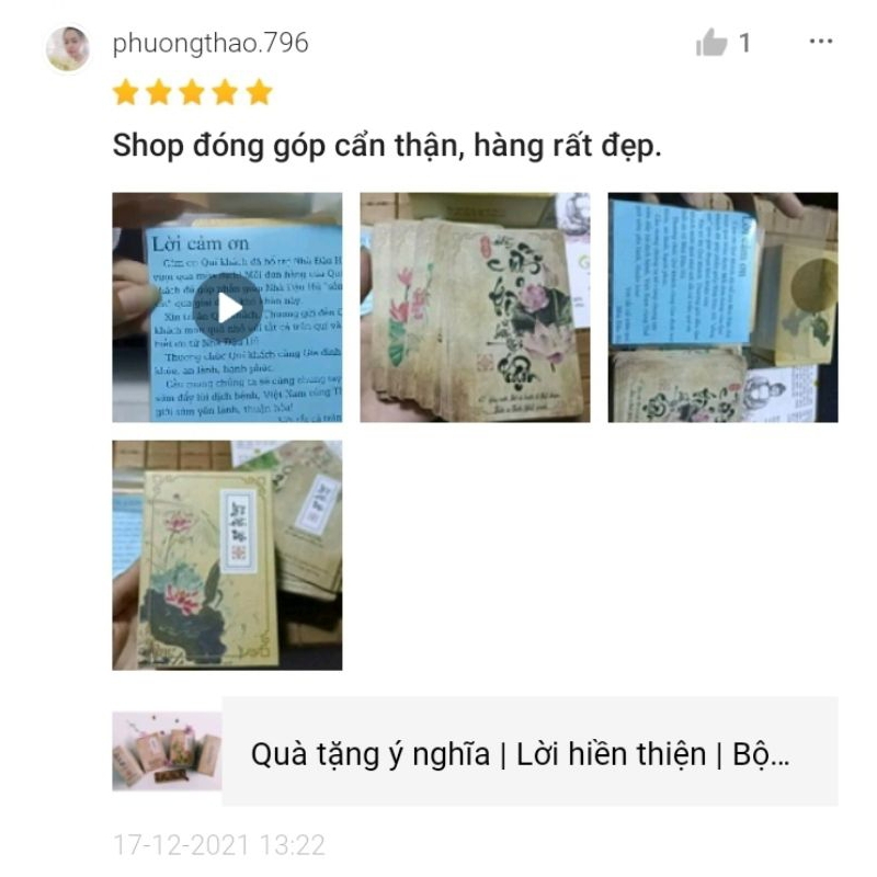 Bộ bài thư pháp LỜI HIỀN THIỆN | 102 lá | 6,7cm x 10cm | Lá duyên