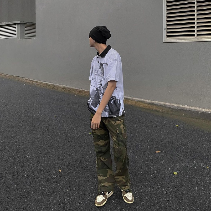 Quần cargo nam nữ loose-fit CANDLES TNE CAMOUFLAGE thiết kế khóa Buckle họa tiết camo chất liệu Ripstop chính hãng