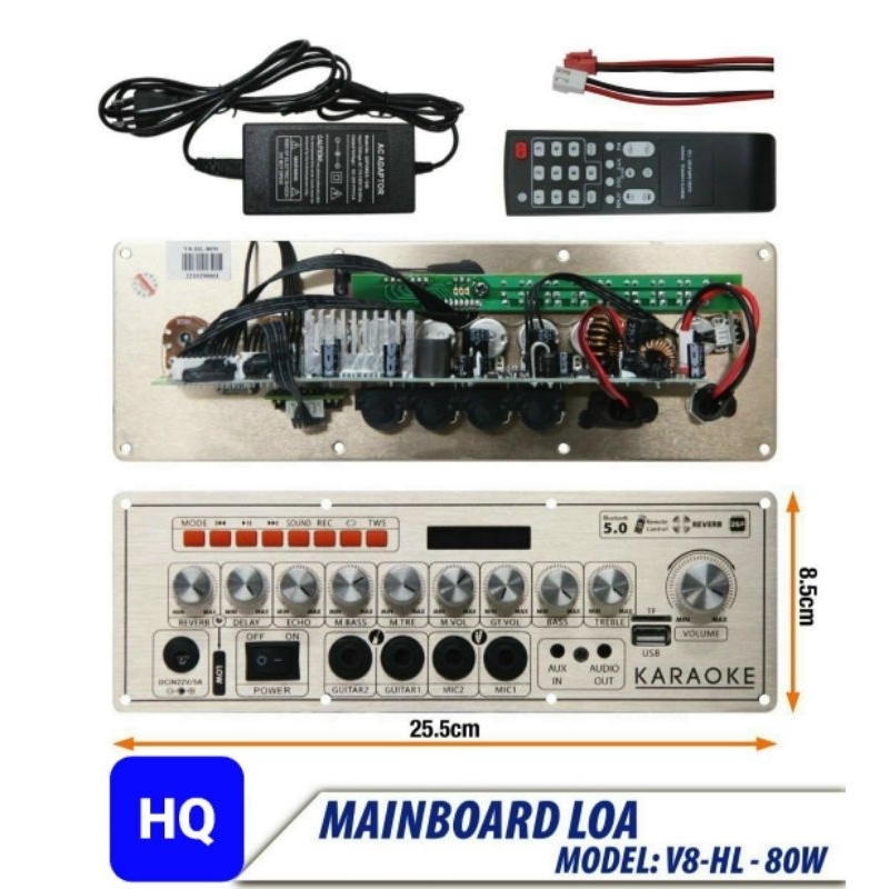 Mạch Loa kéo V8-HL 80W, 1 Kênh có Reverb