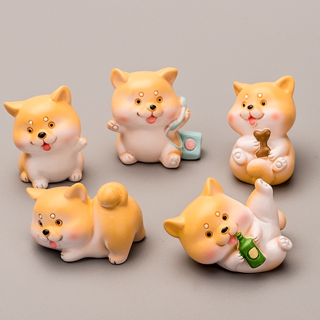 Đồ Trang Trí Oto Bàn Làm Việc Set 5 Chú Chó Akita Cực Cute Decor Phòng Ngủ Bàn Học - Phụ Kiện Ô Tô Decoroto Giá Rẻ