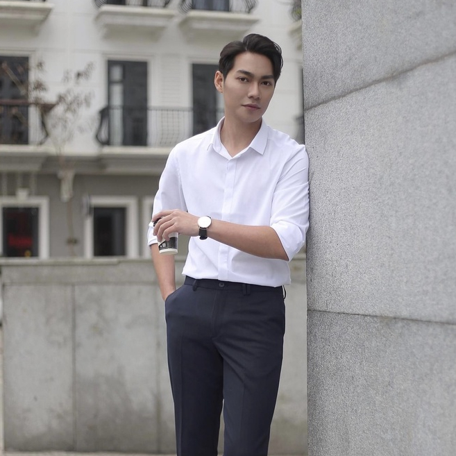 Áo Sơ Mi MANGO giấu cúc công sở cotton mịn chống nhăn dày dặn thoàng mát