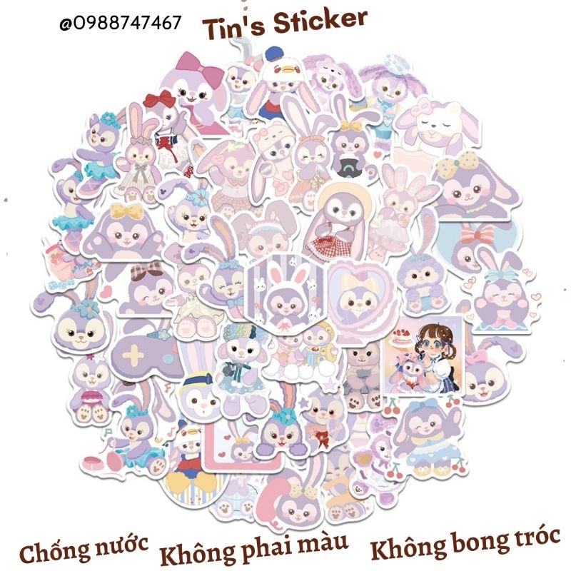 Set combo 5p miếng dán sticker Lina Bell dán nón mũ bảo hiểm laptop vali sổ tay đàn guitar điện thoại tủ lạnh xe máy