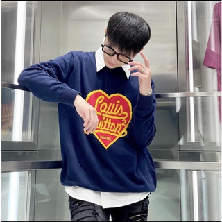 Áo sweater, áo nỉ cổ tròn in hình lv trái tim form rộng cho nam nữ