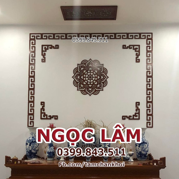 Bộ ốp viền trang trí bàn thờ gỗ MDF Thái lõi xanh phủ min 2 mặt cao cấp màu nâu cánh gián