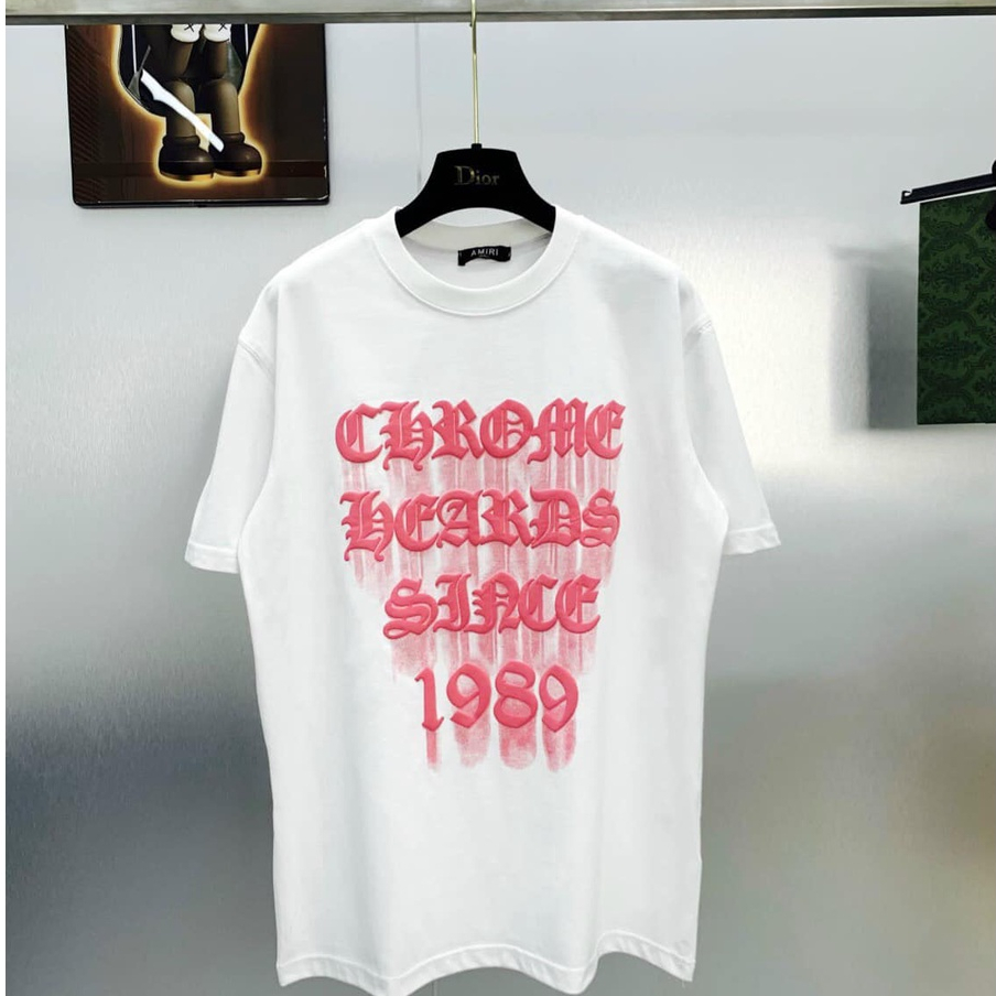 Áo Phông Nam Nữ Premium Cotton in Chữ Chrome Hearts 1989 Đen Trắng Hot Trend 2023.