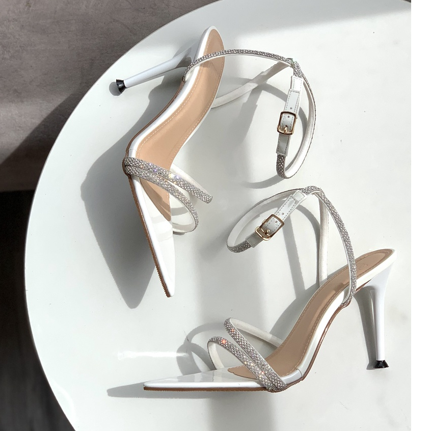 Giày đi tiệc - Sandal cao gót - Sandal RYCIA Dây Mảnh Đính Đá Cao 10p VNXK